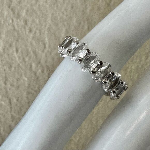 Oval CZ Eternity Band Ring - Picture 1 of 8